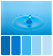 Splash of blue water. Palette of colors