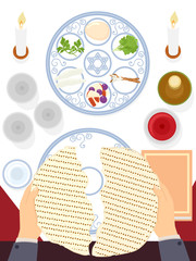 Sticker - Hand Afikoman Passover Top View Illustration