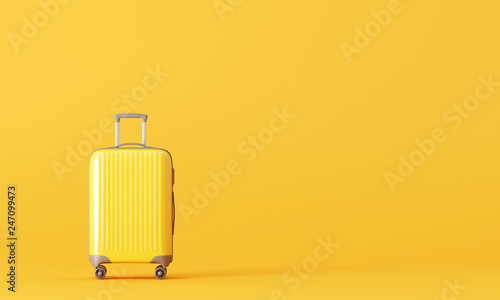 Fotografía Suitcase on yellow background. travel concept. 3d rendering