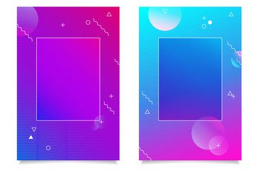 Wall Mural - two abstract backgrounds with modern gradients and geometric elements
