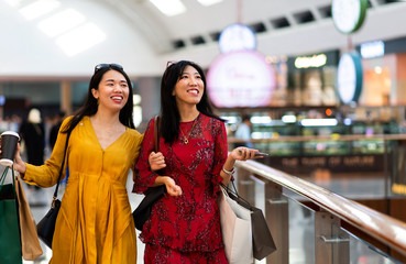 Girls doing shopping in the mall