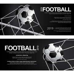 Wall Mural - 2 Banner Soccer Football Poster Vector Illustration