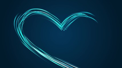 Wall Mural - an abstract heart shape drawn with particles. lights are shining and flying away.
