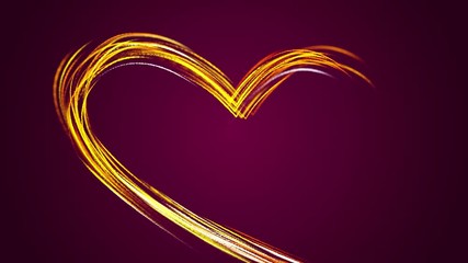 Wall Mural - an abstract heart shape drawn with particles. lights are shining and flying away.