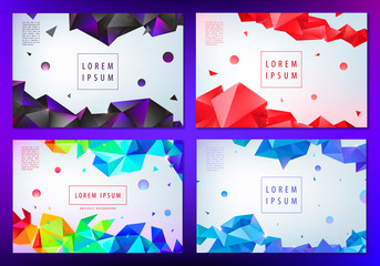 Wall Mural - set of vector abstract triangular banners, geometric posters, covers, web page templates. modern 3d 