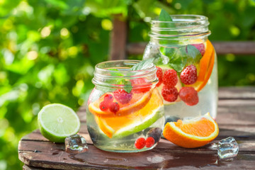 Wall Mural - Healthy lemonade with mix of citrus with in summer