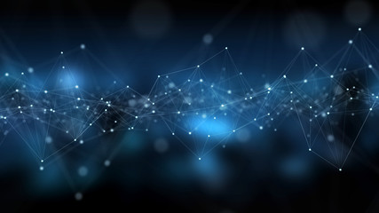 Fototapete - Abstract digital network connection blue background 3D rendering