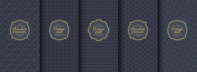 set of dark vintage seamless backgrounds for luxury packaging design.