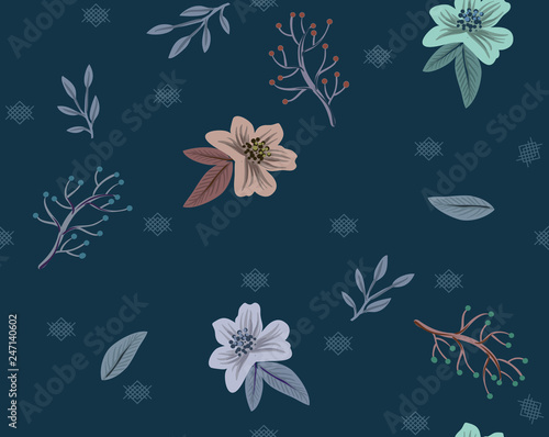 flowers with branches pattern