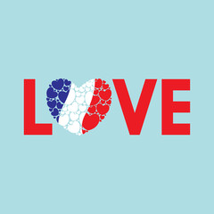 Wall Mural - Word Love with French flag