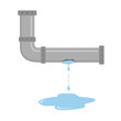 © Nadzin - Leaking pipe with flowing water vector illustration