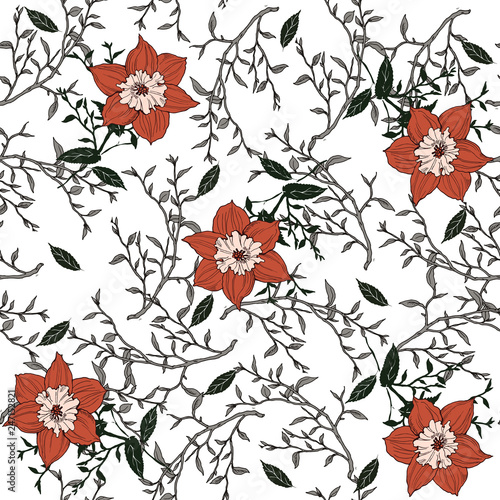 seampless flowers  pattern white  background