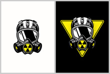 Gas Mask With Nuclear Symbol Vector Template