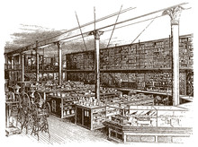 Salesroom Arrangement Of Historical Hardware Shop, After Engraving From 19th Century