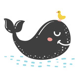 Fototapeta Dinusie - Cute doodle whale