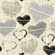 Chalk seamless pattern. Hand-drawn hearts with stripes, lines and dots on a beige background. Romantic raster design. Trend print for fabric and paper.