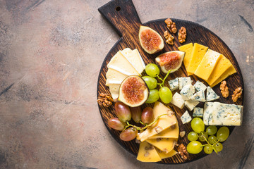 Sticker - Cheese plate with grapes, figs and nuts. 