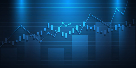 Wall Mural - Business candle stick graph chart of stock market investment trading, Bullish point, Bearish point for business and financial concepts, reports and investment. Vector illustration