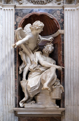 Wall Mural - Habakkuk and the Angel marble statue by Lorenzo Bernini in The Chigi chapel in Church of Santa Maria del Popolo, Rome, Italy