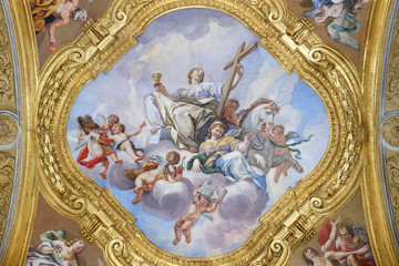 Wall Mural - The fresco of virtues on the little cupola of side nave in Basilica dei Santi Ambrogio e Carlo al Corso by Pio Paolini from (1678 - 81), Rome, Italy