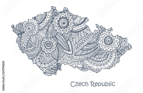 Cuadros en Lienzo Textured vector map of Czech Republic