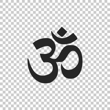 Om Or Aum Indian Sacred Sound Icon Isolated On Transparent Background. Symbol Of Buddhism And Hinduism Religions. The Symbol Of The Divine Triad Of Brahma, Vishnu And Shiva. Vector Illustration