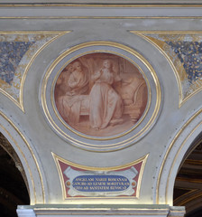 Fresco painting in Church of St Lawrence at Lucina, Rome, Italy 