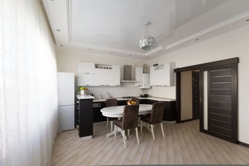 Wall Mural - Interior. Kitchen modern, white, brown, beige color, doors