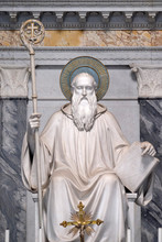Saint Benedlct Statue In The Basilica Of Saint Paul Outside The Walls, Rome, Italy 