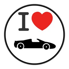 Sticker - J'aime : Voiture de sport