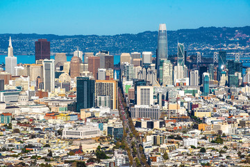Wall Mural - San Francisco skyline retro view. California theme. USA background.