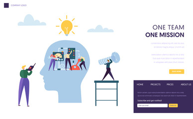 Wall Mural - business team work together as mechanism landing page. businessman leader manager challenge to succe
