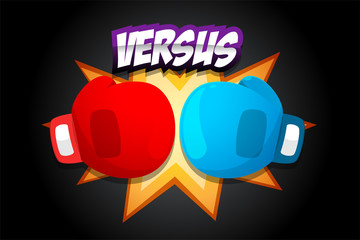 Wall Mural - red and blue boxing gloves on dark background
