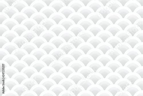 Seigaiha sea wave seamless pattern white and gray background. Vector illustra...