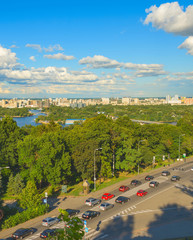 Wall Mural - Kiev skyline traffic aerial Dnipro