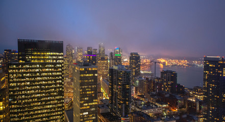 Wall Mural - Seattle city skyline at dusk. Downtown Seattle cityscape