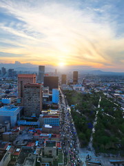 Wall Mural - Mexico City, Mexico-10 December, 2018: Panoramic view of Mexico City from the observation deck at the top of Latin American Tower (Torre Latinoamericana)