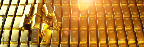 Cuadros en Lienzo Gold bar close up shot. wealth business success concept..