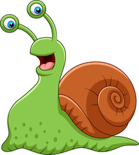 Cartoon Funny Snail Isolated On White Background