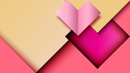 Aufkleber - Abstract geometric heart shape paper cut banner template background.Vector illustration.