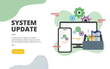 system update flat design banner illustration concept for digital marketing and business promotion