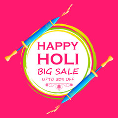 Sticker - Colorful Traditional Holi Shopping Discount Offer Advertisement background for festival of colors of India