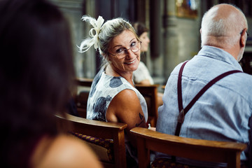 Wall Mural - Mother of the bride waiting for her daughter