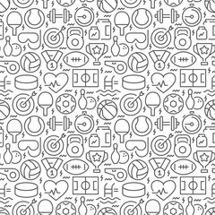 Sport seamless pattern with thin line icons