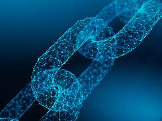 Wall Mural - block chain concept - chain of network connections . 3d rendering