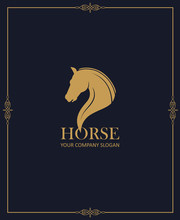 Gold Emblem Of Horse Head On Dark Background