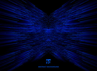 Wall Mural - abstract technology data connection speed blue lines perspective on dark background.