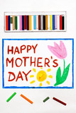 Fototapeta Młodzieżowe - Colorful drawing: Happy Mother's Day card