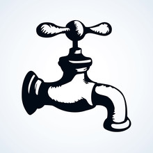 Sketch Of Water Tap. Vector Illustration