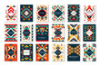 © topvectors - Colorful vector set of 9 card templates with geometric shapes. Abstract ethnic pattern. Elements for brochure, flyer or poster in trendy flat style